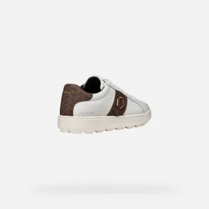 White Women's Geox Spherica Ecub-1 Sneakers - Women's