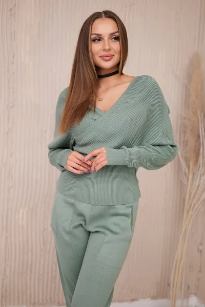Legínovo Tmavoružová dvojdielna súprava svetríkov Farba: Modrá, Veľkosť: UNI