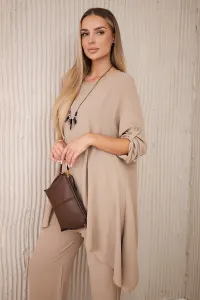 Legínovo Súprava blúzka + nohavice s príveskom béžová Farba: Modrá, Veľkosť: UNI