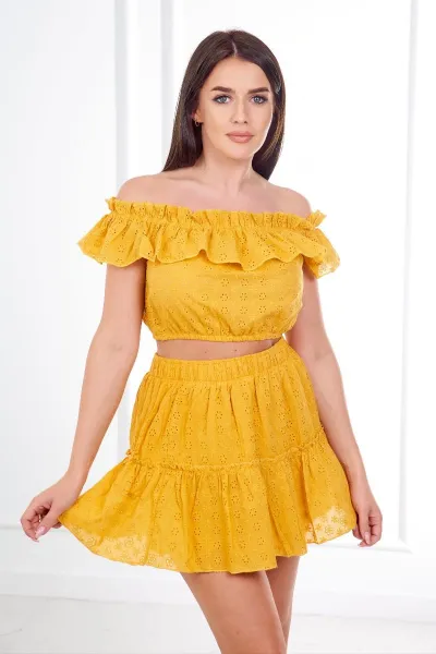 Legínovo Vyšívaný set s blúzkou Carmen cappuccino Farba: Hnedá, Veľkosť: UNI