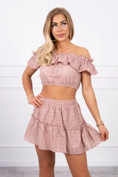 Legínovo Vyšívaný set s blúzkou Carmen cappuccino Farba: Béžová, Veľkosť: UNI