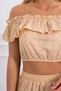Legínovo Vyšívaný set s blúzkou Carmen cappuccino Farba: Hnedá, Veľkosť: UNI