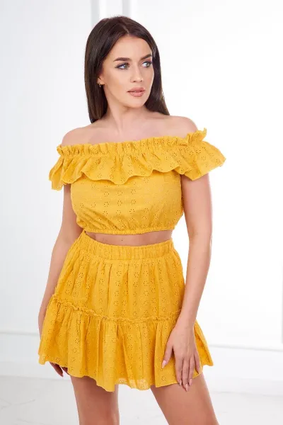 Legínovo Vyšívaný set s blúzkou Carmen cappuccino Farba: Hnedá, Veľkosť: UNI