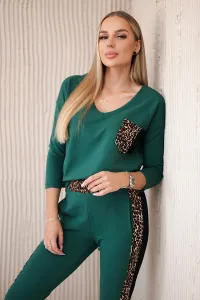 Legínovo Súprava s motívom leoparda grafitová Farba: Mätová, Veľkosť: UNI