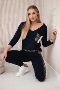 Legínovo Súprava s motívom leoparda grafitová Farba: Mätová, Veľkosť: UNI