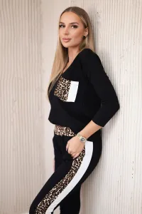 Legínovo Súprava s motívom leoparda grafitová Farba: Mätová, Veľkosť: UNI