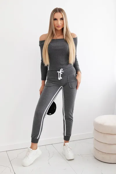 Legínovo Súprava s dvojitým lampasom horčicová+čierna Farba: Modrá, Veľkosť: UNI