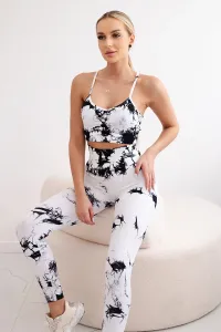 Legínovo Fitness súprava s nastaviteľnými ramienkami + push-up legíny biele Farba: Modrá, Veľkosť: M/L