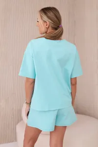 Legínovo Súprava s potlačou new punto blúzka + šortky čierna Farba: Modrá, Veľkosť: UNI