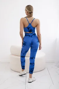 Legínovo Fitness súprava s nastaviteľnými ramienkami + push-up legíny biele Farba: Modrá, Veľkosť: M/L