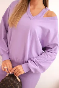 Legínovo Súprava blúzka + rebrované šaty fialové Farba: Modrá, Veľkosť: UNI