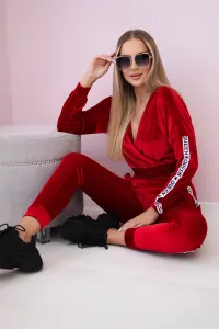 Legínovo Velúrová súprava s nápisom Queen cappuccino Farba: Modrá, Veľkosť: UNI