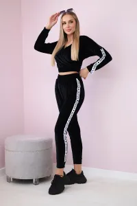 Legínovo Velúrová súprava s nápisom Queen cappuccino Farba: Modrá, Veľkosť: UNI