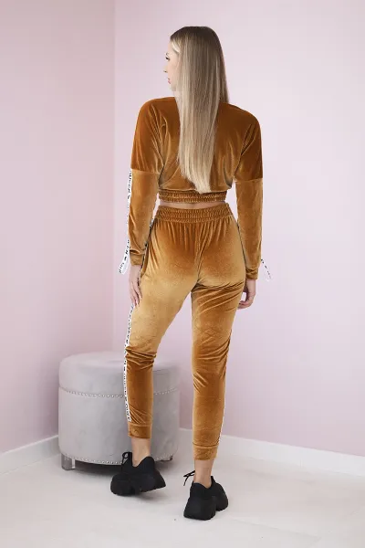 Legínovo Velúrová súprava s nápisom Queen cappuccino Farba: Modrá, Veľkosť: UNI