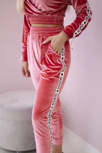 Legínovo Velúrová súprava s nápisom Queen cappuccino Farba: Modrá, Veľkosť: UNI