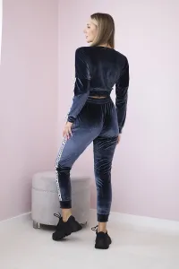 Legínovo Velúrová súprava s nápisom Queen cappuccino Farba: Modrá, Veľkosť: UNI