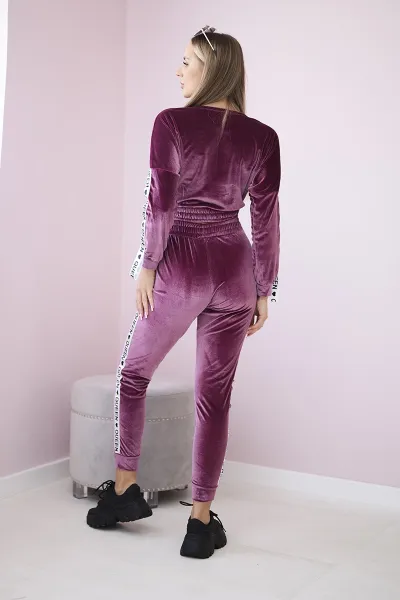 Legínovo Velúrová súprava s nápisom Queen cappuccino Farba: Modrá, Veľkosť: UNI