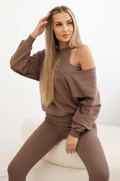 Legínovo 3-dielna súprava mikina + top + legíny červená Farba: Modrá, Veľkosť: UNI