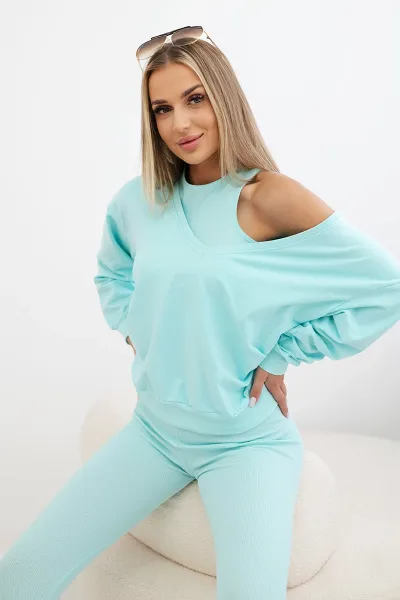 Legínovo 3-dielna súprava mikina + top + legíny červená Farba: Modrá, Veľkosť: UNI