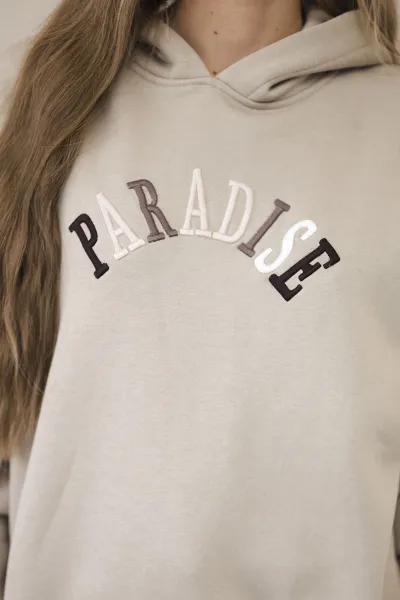 Legínovo Bavlnená súprava s vyšívaným nápisom Paradise tmavo béžová Farba: Modrá, Veľkosť: UNI