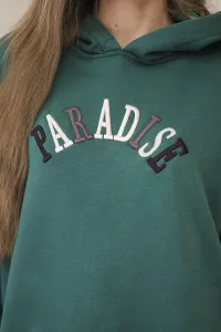 Legínovo Bavlnená súprava s vyšívaným nápisom Paradise tmavo béžová Farba: Modrá, Veľkosť: UNI