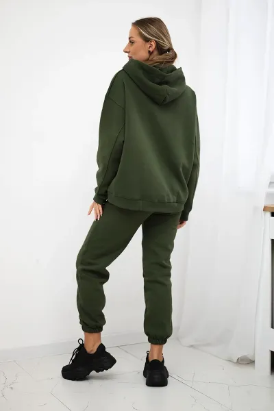 Legínovo Zateplená bavlnená súprava mikina + nohavice Brooklyn khaki Farba: Khaki, Veľkosť: UNI