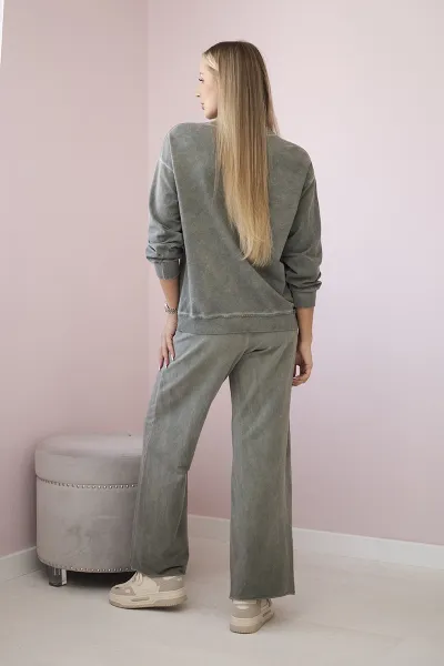 Legínovo Bavlnená súprava dekódovaná Angel mikina + nohavice khaki Farba: Khaki, Veľkosť: UNI