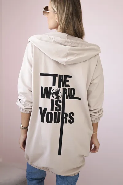 Legínovo Mikina s potlačou "The world is yours" tmavá púdrová ružová Farba: Sivá, Veľkosť: UNI