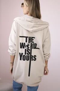 Legínovo Mikina s potlačou "The world is yours" tmavá púdrová ružová Farba: Sivá, Veľkosť: UNI