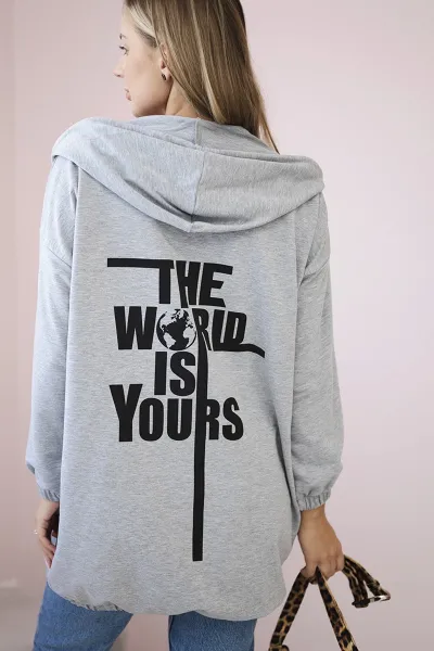 Legínovo Mikina s potlačou "The world is yours" tmavá púdrová ružová Farba: Tmavá púdrovo ružová, Veľkosť: UNI