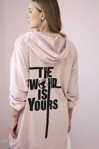Legínovo Mikina s potlačou "The world is yours" tmavá púdrová ružová Farba: Sivá, Veľkosť: UNI