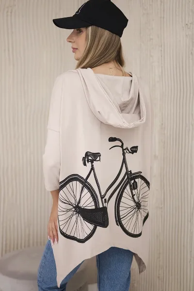 Legínovo Béžová mikina s potlačou bicykla Farba: Hnedá, Veľkosť: UNI