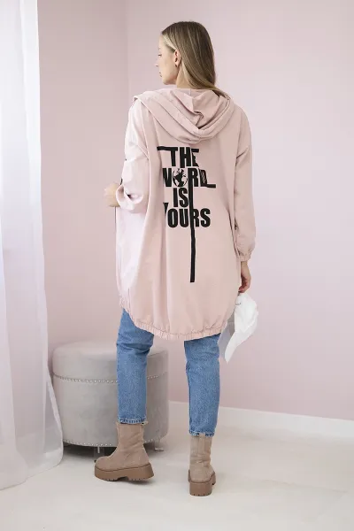 Legínovo Mikina s potlačou "The world is yours" tmavá púdrová ružová Farba: Sivá, Veľkosť: UNI