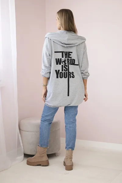 Legínovo Mikina s potlačou "The world is yours" tmavá púdrová ružová Farba: Sivá, Veľkosť: UNI