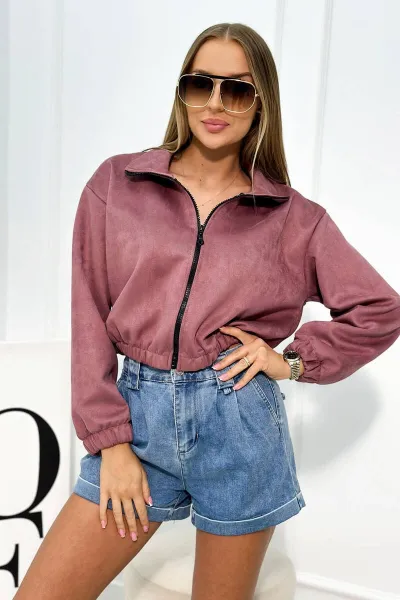 Legínovo Semišová mikina na zips béžová Farba: Hnedá, Veľkosť: UNI