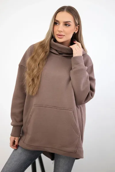Legínovo Zateplená mikina so zipsom vzadu tmavo béžová Farba: Khaki, Veľkosť: UNI
