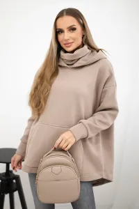 Legínovo Zateplená mikina so zipsom vzadu tmavo béžová Farba: Khaki, Veľkosť: UNI