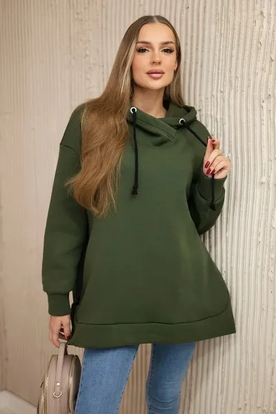 Legínovo Zateplená mikina so zipsom na boku tmavo béžová Farba: Čierna, Veľkosť: UNI