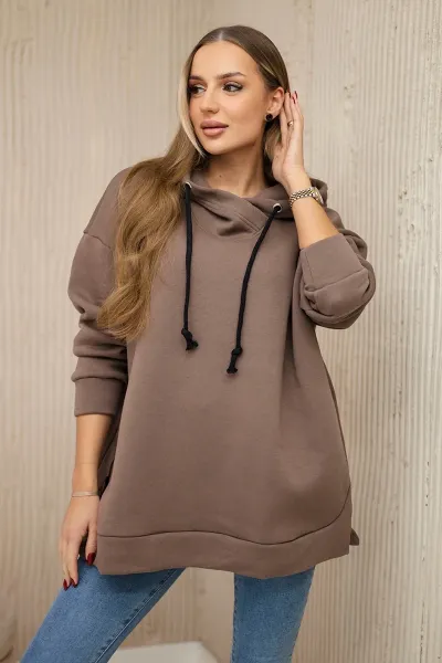 Legínovo Zateplená mikina so zipsom na boku tmavo béžová Farba: Khaki, Veľkosť: UNI