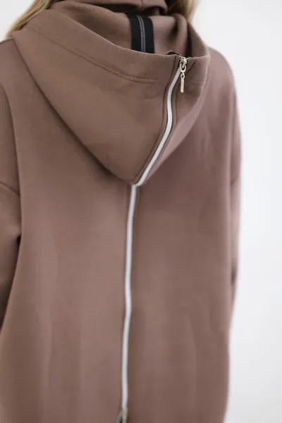 Legínovo Zateplená mikina so zipsom vzadu tmavo béžová Farba: Khaki, Veľkosť: UNI