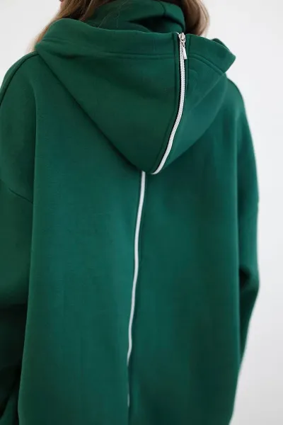 Legínovo Zateplená mikina so zipsom vzadu tmavo béžová Farba: Khaki, Veľkosť: UNI