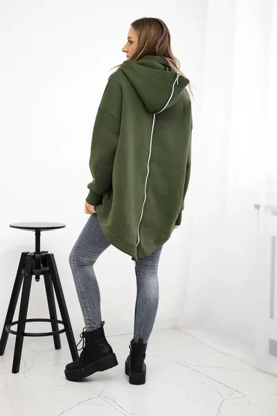 Legínovo Zateplená mikina so zipsom vzadu tmavo béžová Farba: Khaki, Veľkosť: UNI