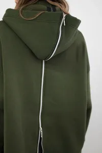 Legínovo Zateplená mikina so zipsom vzadu tmavo béžová Farba: Khaki, Veľkosť: UNI