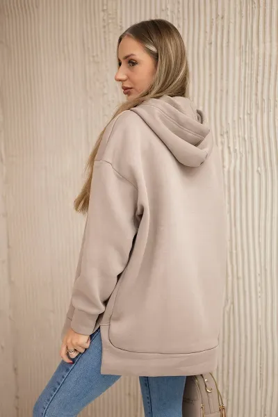Legínovo Zateplená mikina so zipsom na boku tmavo béžová Farba: Khaki, Veľkosť: UNI