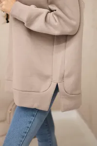 Legínovo Zateplená mikina so zipsom na boku tmavo béžová Farba: Khaki, Veľkosť: UNI