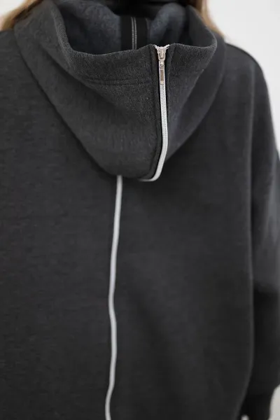 Legínovo Zateplená mikina so zipsom vzadu tmavo béžová Farba: Khaki, Veľkosť: UNI