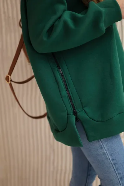 Legínovo Zateplená mikina so zipsom na boku tmavo béžová Farba: Khaki, Veľkosť: UNI