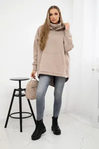 Legínovo Zateplená mikina so zipsom vzadu tmavo béžová Farba: Khaki, Veľkosť: UNI