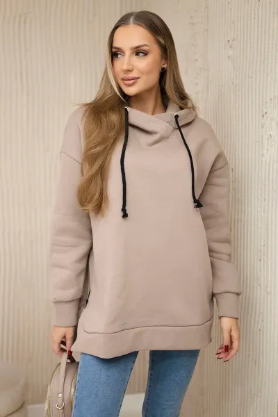 Legínovo Zateplená mikina so zipsom na boku tmavo béžová Farba: Khaki, Veľkosť: UNI
