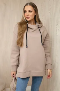 Legínovo Zateplená mikina so zipsom na boku tmavo béžová Farba: Khaki, Veľkosť: UNI